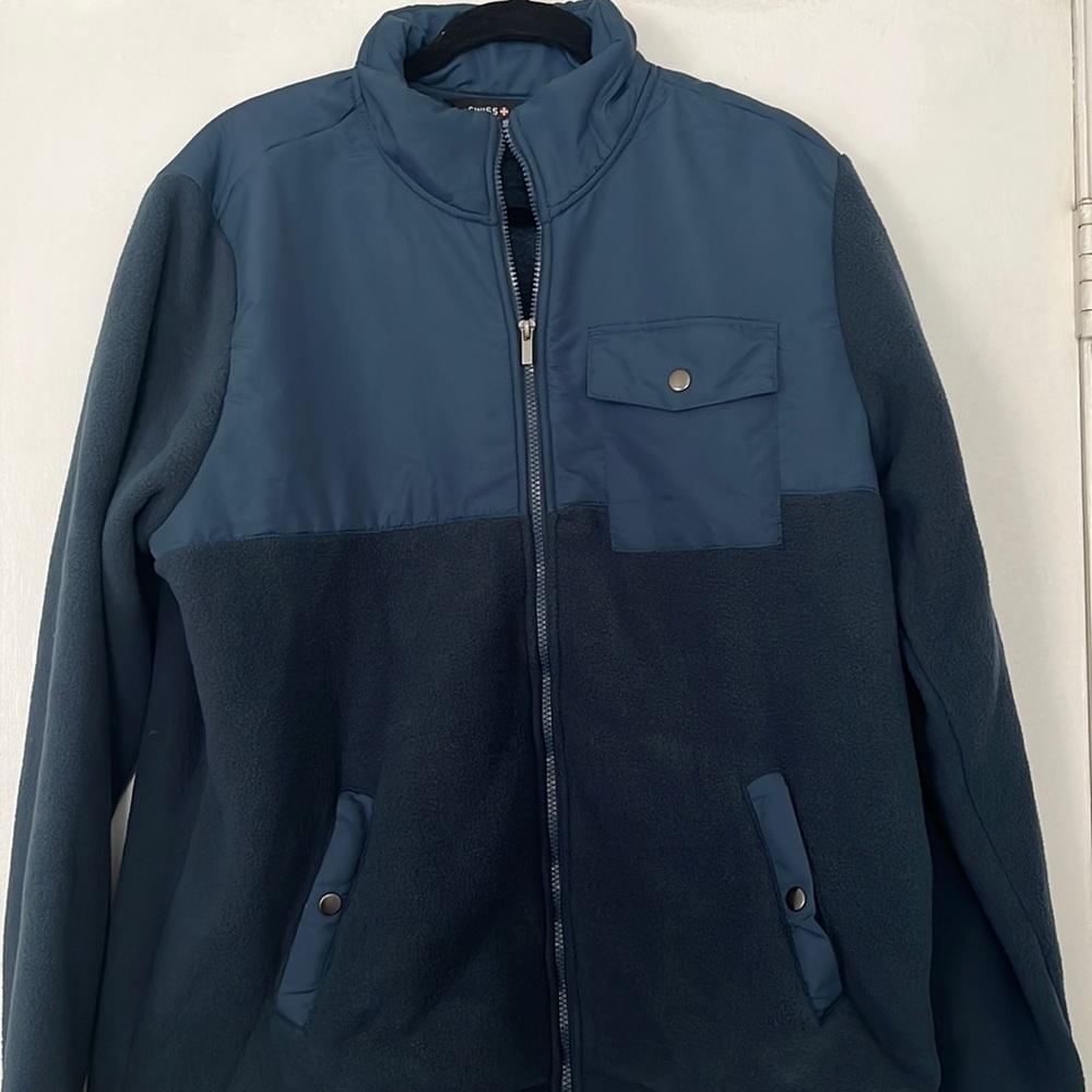 Swiss Alps Men’s Full-Zip Fleece Jacket – Moonlit Ocean Blue, NWT